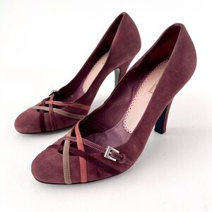 PRADA | Purple Suede Leather Pumps with Strappy Cross Over Buckle Detail EU 37.5